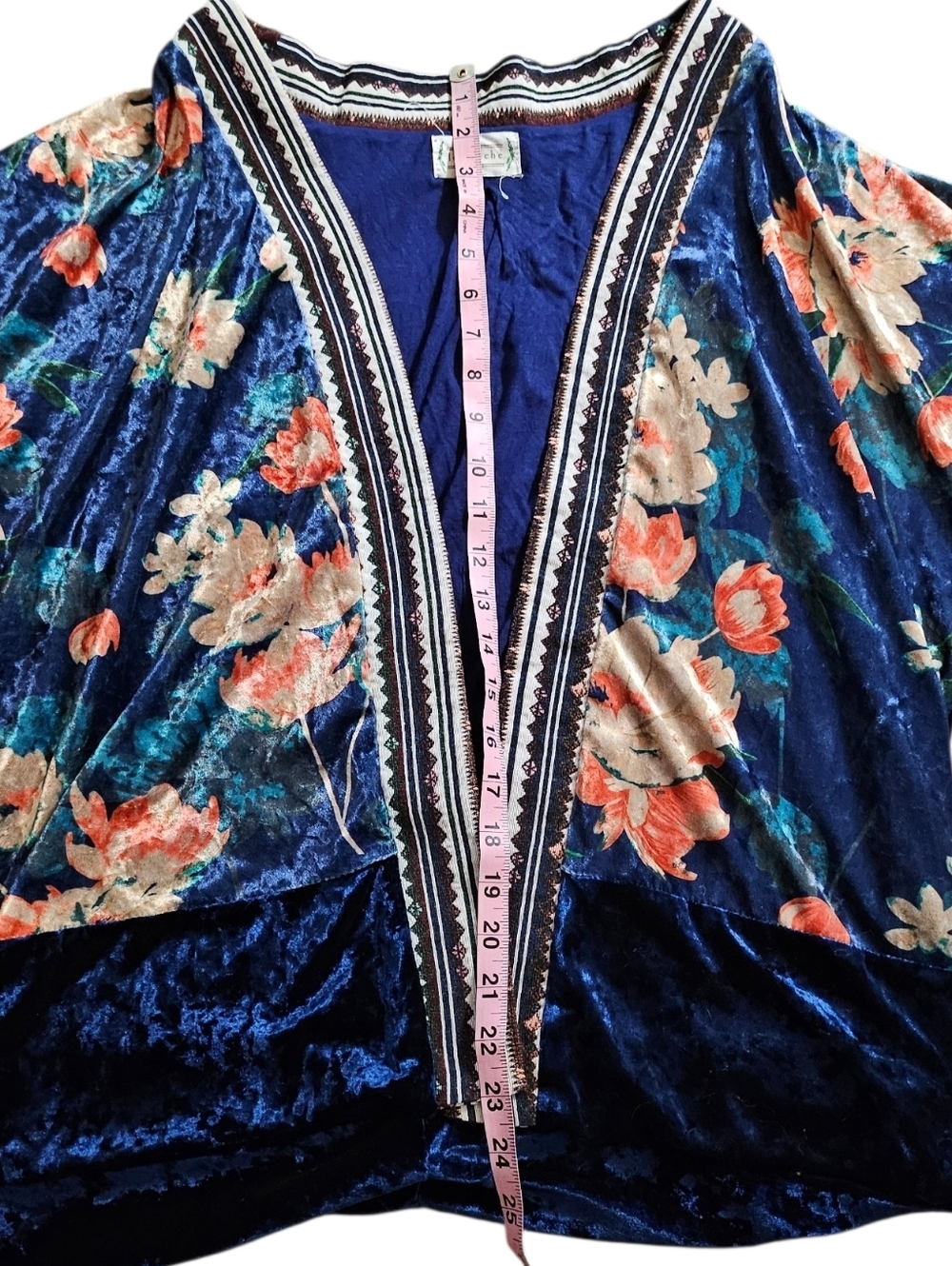 Loveriche LG Calliope Boho Festival Velour Floral Kimono Jacket Drop Shoulder - Picture 9 of 14